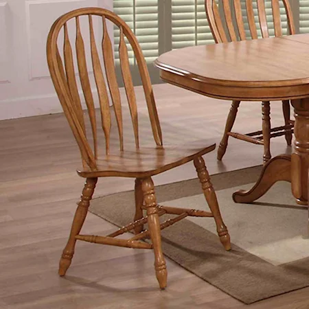 Large Bow Back Solid Oak Side Chairs